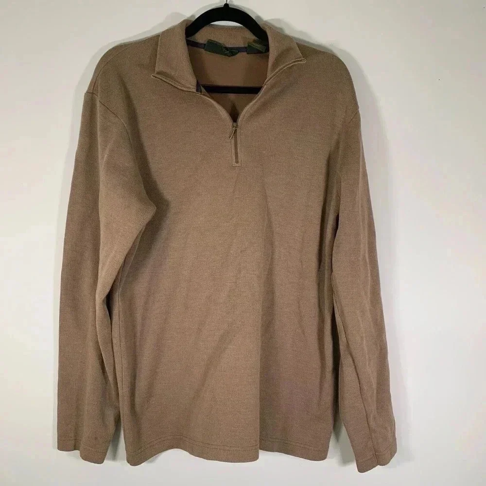 Timberland Sweater Men’s Medium Brown 1/4 Zip Pullover Sweater